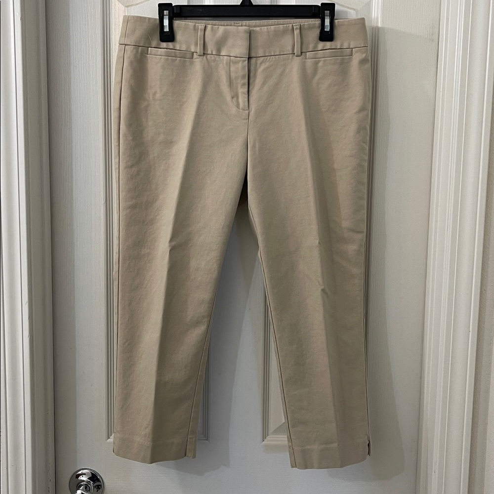LOFT Marisa Light Beige Tailored Straight Pants - Womens: 10P.
